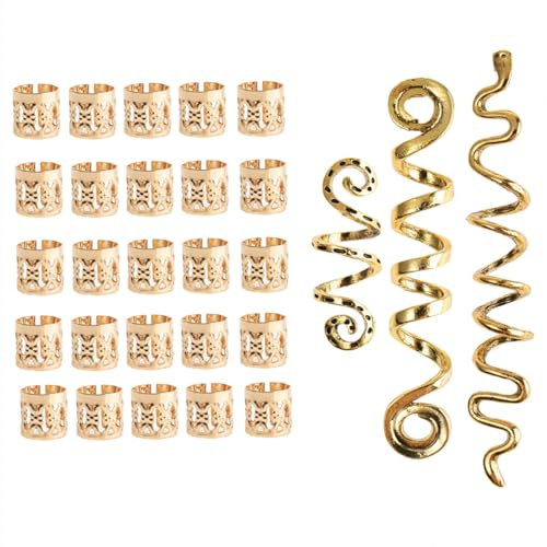 ZOKJSW Dreadlock Schmuck Haarspiralen Clips Haar Geflecht Ringe Verstellbar Metall Cuffs Haar Dreadlocks Zubehör Manschetten Set Für Männer Und Frauen