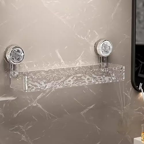 SMTBMS Duschablage Mit Saugnapf Transparent Saugnapf Regal Duschhalterung Ohne Bohren 11cm X 39cm Ablage Für Dusche Caddy Badezimmer Wandmontage,Weiß