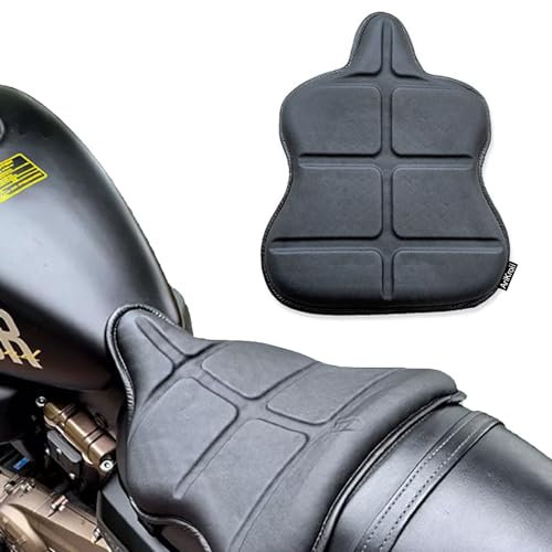 AriKroii Motorrad Sitzkissen Mit Verschleißfeste Lederhaut, Gel Sitzkissen Motorrad Honeycomb Stoßdämpfung, Vier Schichten Schutz, Staub & Wasserdicht, Stoßdämpfung, Druckminderung & Atmungsaktiv