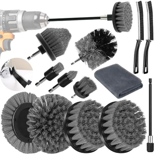 Vleuexe Brosse Perceuse 13 Pcs - Kit de Nettoyage Avec 3 Brosses Joint Carrelage, Pour Voiture, Tapis, Baignoire