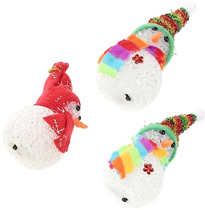 Alipis Weihnachtsstrümpfe Leuchtender Schneemann-Verzierungen Schneemann-Dekoration Schneemann-Dekoration 3-teiliges Kristall-schneemann-Set für Weihnachtsdekoration