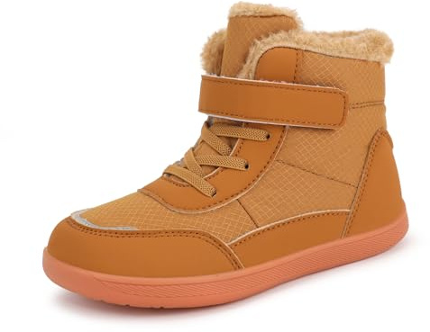 JYukaichen Stivali da Neve Ragazzi Ragazze Scarpe Invernali per Bambini Leggero, Antiscivolo e Caldo Barefoot Scarpe, Marrone, 33