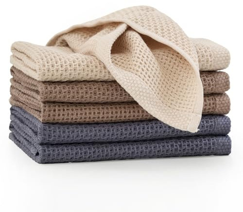 Set di 6 Strofinacci da Cucina in Cotone 33 x 33 cm Stracci Cucina per la Pulizia e l'Asciugatura delle stoviglie Canovacci Cucina Waffle Asciughini Cucina Straccio per Lavatrice Asciugamani