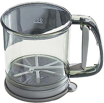 Flour Sifter for Baking, Plastic Flour Sifter, Double layer Flour Sieve with Hand Press Design, Handheld Powder Sifters Fine Mesh Kitchen Cooking Sieve Tools for Cooking(transparent green)