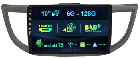MISONDA DAB+/4G/HDMI 6G+128G IPS 10 tums dubbel DIN Android 14 bilradio för Honda CRV 2012-2016 mikrofon/vändande kamera/WiFi/Carplay/DSP/RDS