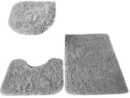 Juego de alfombras de baño de 3 piezas, 3 unidades, tapetes de baño de color sólido, alfombras de baño esponjosas, alfombras de baño, alfombras modernas para tapa de inodoro, kit de alfombras