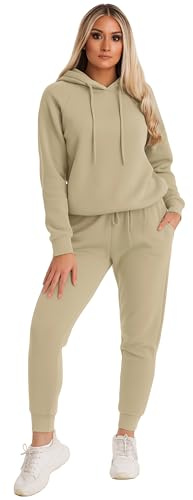 BRAND KRUZE Womens Tracksuit Set Long Sleeve Pullover Hoodie and Casual Regular Fit Joggers Set KZLS169 NUDE M