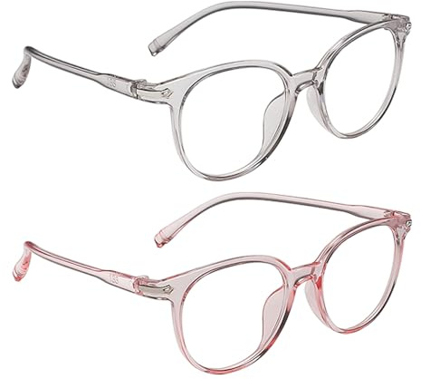 EHFOGJ 2 Pieces Of Round Frame Glasses, Children'S Glasses, Anti-Blue Light Glasses, Simple Design Glasses, Fashion Glasses