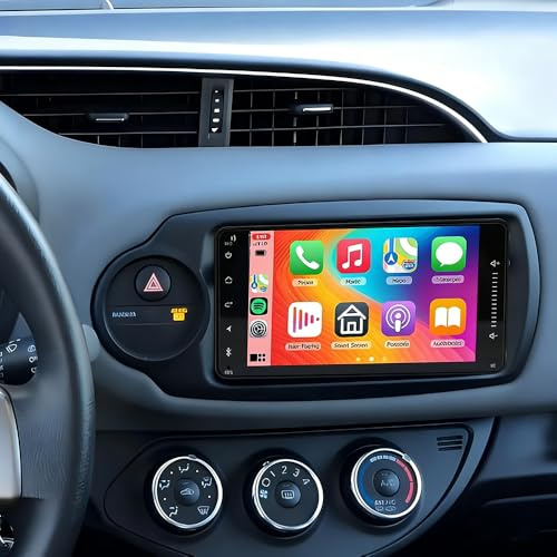 Autorradio Android de 9 Pulgadas con Pantalla para Toyota Yaris 2012-2017, autorradio 2 DIN con navegador, Radio Dab Bluetooth, Pantalla con Carplay inalámbrico cámara de Marcha atrás, FM RDS 2+32G