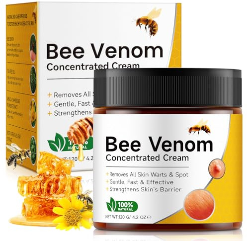 Bee Venom Cream 120g, Bee Venom Skin Treatment Cream for Skin Tag, Wart, Spot & Mole Removal, Skin Restoration Cream, Anti-Aging, Moisturizing, Repair, Natural Ingredients for All Skin Types