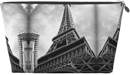 Beauty case da viaggio in pelle dorata, con stampa Torre Eiffel, trousse organizer per cosmetici, borsa per il trucco per uso quotidiano e da viaggio, Argento, taglia unica