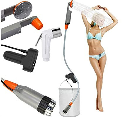 Zooma Campingdusche mit Pumpe, Camping Dusche Outdoor, Gartendusche Dusche Draußen, Portable Dusche mit Tauchpumpe Akku für Camping