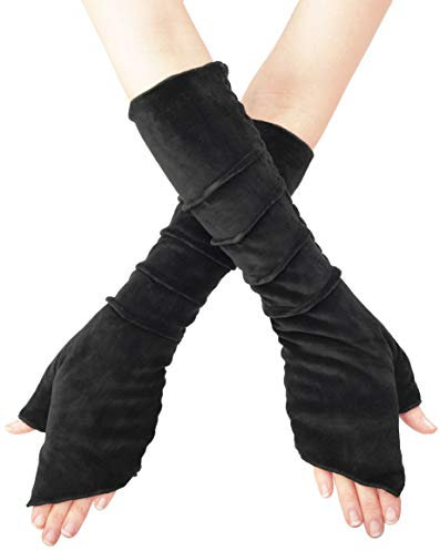 PUREWONDER Damen Armstulpen Pulswärmer Samt Handstulpen hw22 Schwarz