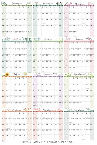 Calendar 2026-2027 - Wall Calendar 2026-2027, Yearly Wall Calendars 2027, from Jul. 2026 to Jun. 2027, 22.8 x 34.3 (Open) with Julian Date, Thick Paper, Vertical, 10 Firm Round Sticker