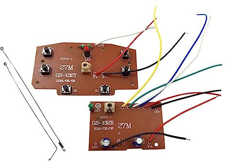 Amagogo 2Pcs Trasmettitore Ricevitore Scheda Ricambi Telecomando 6CH 27MHz Circuito PCB per RC Modello Auto Camion Veicoli Modifica Parti