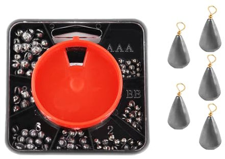 TAFACE 179 Stück Angelblei Mit 5 Stück 2-G-Bleisenken, Bleischrot-Angeln Mit Aufbewahrungsbox, Abnehmbare Bleisenken Für Angelblei, Bleischrot-Sortierbox in Verschiedenen Größen