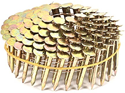 BHTOP 1080 Count Coil Roofing Nails 1-Inch x .120-Inch for Roofing Nail Gun, 15 Degree Round Head Wire Weld Collated Roofing Nail, Smooth Shank Electro Galvanized Air Nails for Roofs