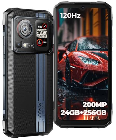 HOTWAV Cyber 15 Outdoor Handy Ohne Vertrag,Outdoor Smartphone Android 13 12GB+256GB+1TB Erweiterbar,6280mAh(33W) Baustellenhandy, 6.6 FHD+ 120Hz, 200MP+24MP Nachtsicht, IP68/IP69K/4G LET/NFC/GPS/OTG
