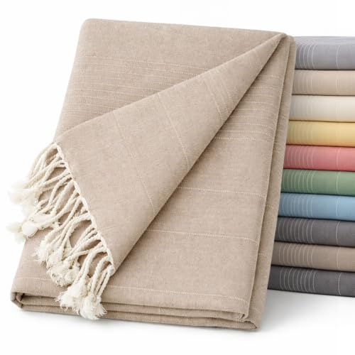 ECOMMERC3 Couvre-lit Multifonction léger et élégant pour canapé ou lit 180 x 260 cm Beige