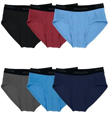Fruit of the Loom Men's Underwear Briefs, Tag Free & Moisture Wicking, Assorted Color Multipacks, 6 Pack - Assorted Solids, Medium