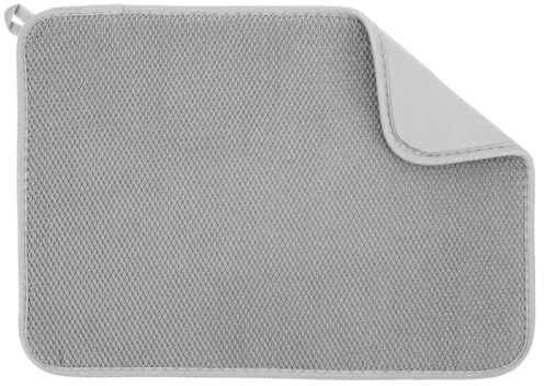 Ymapinc Dish Drying Mat for Dishes, Washing Up Mat for Kitchen Worktop, Draining Board Mats for Kitchen Sink, Draining Mats for Sink, 14.96×11.61 Inch Grey