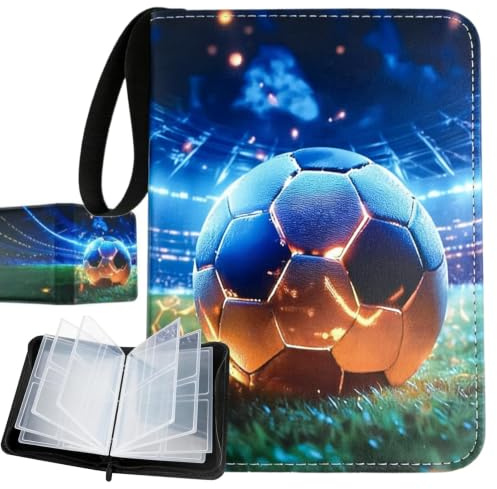 Samlarkortalbum, samlaralbum, fotbollskort, 400 kort, samlarkortalbum, 4 fickor, 50 sidor, samlarmapp fotbollskort, kompatibelt med alla typer av kort, blått