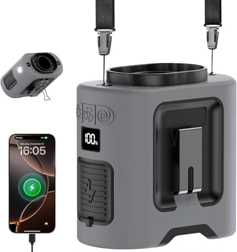 VanceLuck 14400mAh Waist Fan, Wearable Fan with 67H Cooling and 5 Speeds, 360 Rotation Body Fan for Outdoor Working Jobsite Camping (Grey)