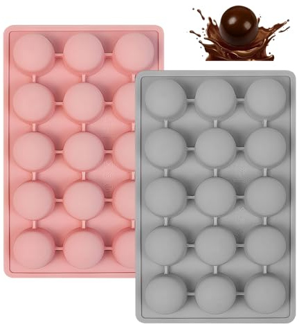 2 Pezzi Stampi Silicone Emisfero 15 Cavità,Stampi Dolci per Cioccolato,HMCEY Chocolate Mold,Stampo Torte per Caramelle Gommose,Pasticceria Forme per Gelati Riutilizzabile per Gelatina, Budino, Sapone