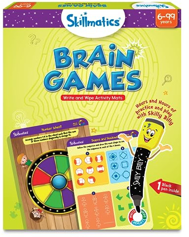 Skillmatics Educational Game - Brain Games, Reusable Activity Mats with Dry-Erase Marker, Gifts, Travel Toy for Kids Ages 6, 7, 8, 9 and Up