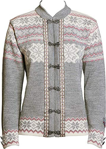 Norlender Norwegian 100% Wool Voss Cardigan Sweater w/Free 100% Wool Ski Cap (Grey, Medium)
