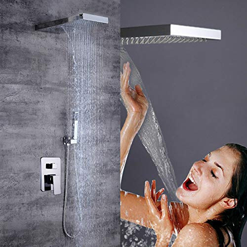 Colonna Doccia Incasso con Pannello,Soffione Doccia Nascosto con Miscelatore a Parete, Sffione per doccia, Rubinetto per il bagno, Set Doccia a cascata