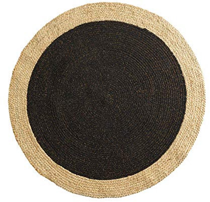 Douceur d'Intérieur Runde Matte, Baumwolle Jute, schwarz/Gold, 120 cm (Rond)