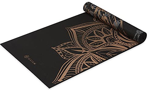 Gaiam Yoga Mat Premium Print Reversible Extra Thick Non Slip Exercise & Fitness Mat for All Types of Yoga, Pilates & Floor Workouts, 6mm, Marbled Bronze Medallion
