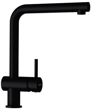 SCHOCK® Küchenarmatur EPOS Puro I schwarze Hochdruck Armatur Puro I Einhebelmischer mit Festauslauf I 360° schwenkbarer hoher Auslauf I Spültischarmatur mit flexiblem Anschluss