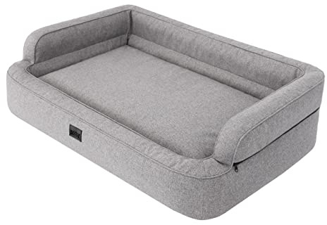 Doggy Cama para perros, cama para gatos, sofá para perros, funda extraíble, cesta para perros, cojín para perros, muebles para animales, cama para perros, plazas para dormir, L: 78 x 47 cm, gris