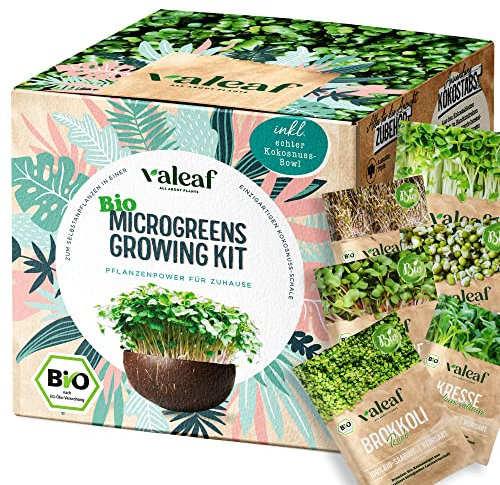 valeaf BIO Microgreens Anzuchtset I Starter Kit zur Sprossen Samen Anzucht I Microgreens Anzucht Sprossensamen I Sprossen Set zum Sprossen selber Züchten I Mikrogrün Samen