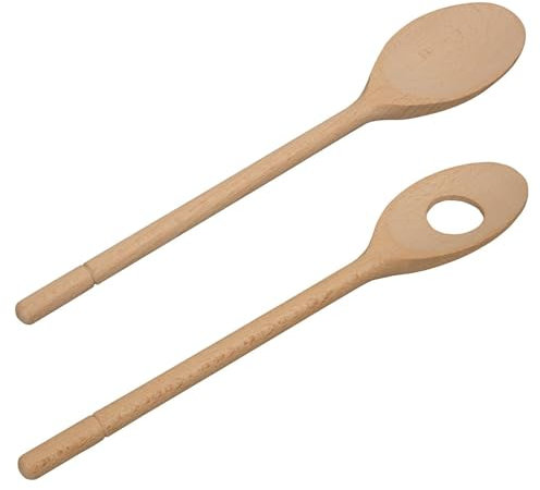CULIMI Kochlöffel Holz - Pfannenwender 2-teiliges Holzkochlöffel Buchenholz natürlich ökologisch - Spatel Küchenzubehör Küchenhelfer kochen