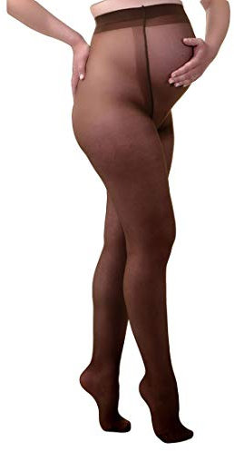 MAMSY Schwangerschaftsstrumpfhose, komfortabel, transparent, 20 den, hergestellt in Italien, Brown, XXL