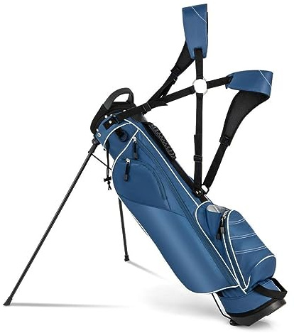 SPOTRAVEL Golf Stand Bag, Lightweight Golf Clubs Storage Bags with Adjustable Dual-Strap, 4-Way Top Divider & Foldable Bracket, Waterproof Golf Trolley Bag for Adults (Blue)