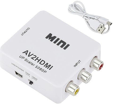 Wress RCA to HDMI – AV to HDMI 1080P Video Audio Composite Mini Adapter – AV to HDMI converter Supports PS2/PS3/PS4, DVD, DDTV, Projector with USB Power Cable (White)