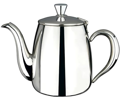 Café Olé Premium Coffee Pot, 18/10 Stainless Steel, Mirror Polished, 20oz, Stay Cool Hollow Handles, Perfect Pour Spout, PC-020, Silver