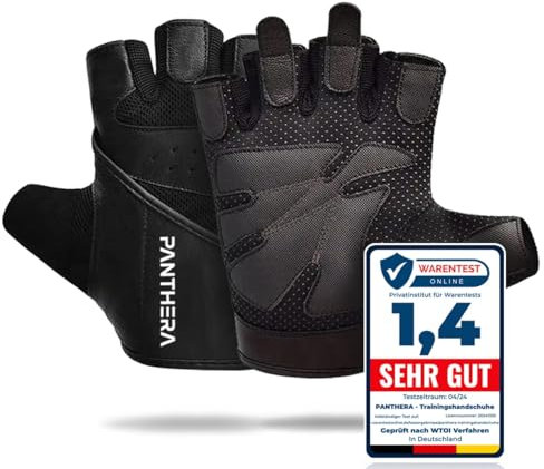 Panthera Fitness Fingerlose Handschuhe Atmungsaktive Grip Fitnesshandschuhe Trainingshandschuhe für Krafttraining, Kraftsport, Crossfit, Bodybuilding, Radsport, Fahrrad, Gym für Damen und Herren (S)