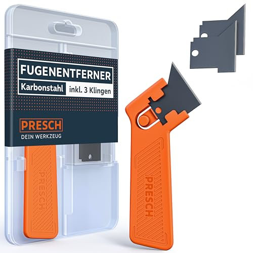 Presch Rascador de juntas incl. 3 cuchillas - Para una eliminación precisa de juntas - Cambio de cuchillas fácil - Quita silicona juntas para selladores blandos como acrílico y silicona