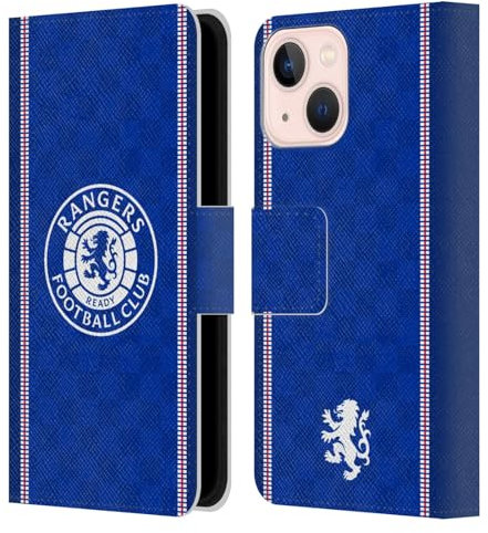 Head Case Designs Officially Licensed Rangers FC Retro 1989 Home Kit Crest Leather Wallet Case Compatible With Apple iPhone 13 Mini