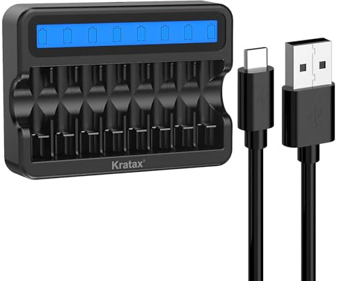 8bay Intelligent Battery Charger for AA or AAA Rechargeable Constant Voltage Lithium Batteries 1.5V, 2.5h Fast Charge, NOT for Ni-MH Batteries. (Battery not Included)