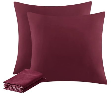 Aisbo Kissenbezug 80x80 2er Set - Kopfkissenbezug 80 x 80 Burgunderrot mit Reißverschluss aus Mikrofaser, ÖKO-TEX Pillow Cover 80x80cm, Weich und Bügelfrei