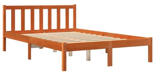 QJBSAVVA Bed Frame Struttura Letto Una Piazza E Mezza/Rete Letto Singolo Struttura Letto Matrimoniale/Letto Piazza E Mezza - Giroletto Marrone Cera 120x190 cm in Legno Massello di Pino