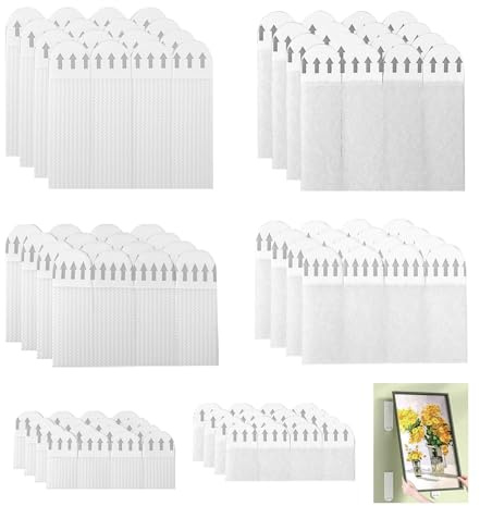 72 Strips (36 Pairs) Picture Hanging Strips Heavy Duty,3 Size Sticky Picture Hanging Strips No Nails Removable Damage Free Self Adhesive Water-Resistant Free Self Adhesive Strips for Pictures Frames