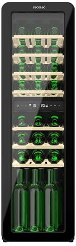 Cecotec Vinoteca 30 Botellas Retro Bolero Grandsommelier Origin Duo 30 Hit Black. Acabado En Negro con 2 Zonas De Temp. (5-12ºC, 12-20ºC), Control Led, NoFrost, Estantes Madera, Luz Interior