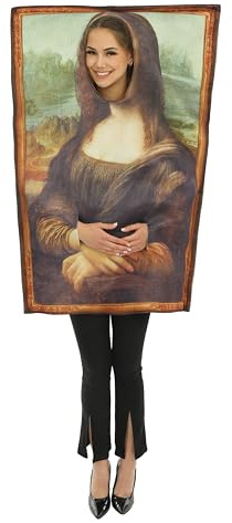 P'TIT CLOWN - Costume umoristico per adulti - Unisex - Costume da bersaglio - Costume Scarpa - Costume Mona Lisa - Tunica - Per Carnevale, feste in costume, Halloween - Taglia unica (Mona Lisa)